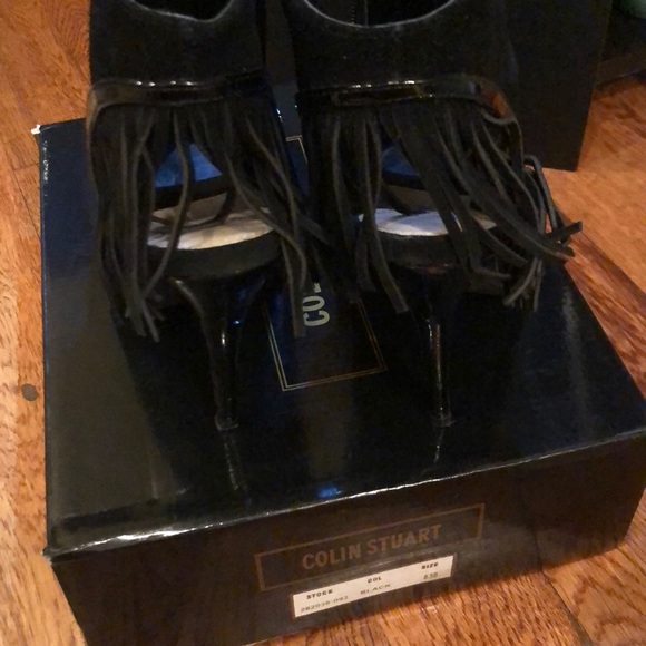 COLIN STUART Peep Toe Studded Fringe Heel Bootie - Picture 4 of 7